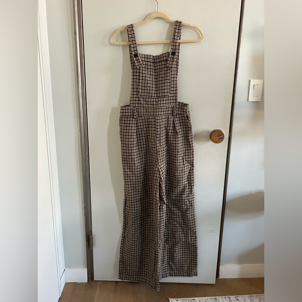 overall plaid jumpsuit
